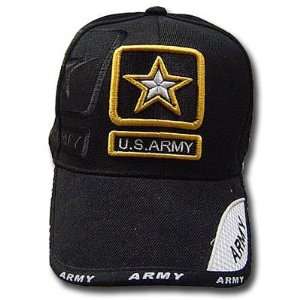  UNITED STATES ARMY STAR SEAL BLACK CAP HAT ADJ NEW Sports 