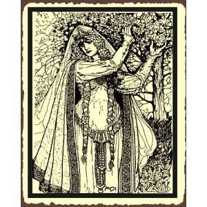  Maiden At Tree Medieval Metal Art Retro Tin Sign