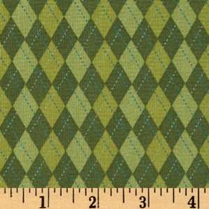  44 Wide Hooty Hoot Kangaroo Argyle Green Fabric By The 