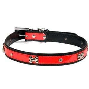 Designer Dog Collar   Double Patent Leather Collar   Red 