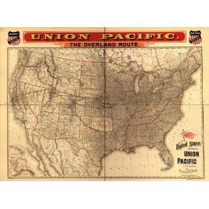  1892 Union Pacific railroad map of U.S.