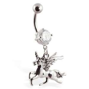  Navel ring with dangling unicorn Jewelry