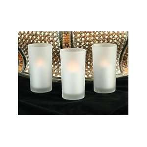  Battery Operated Frosted Round Glass Votive (Set Of 3 