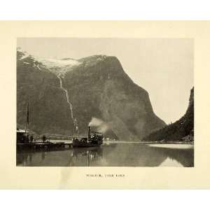 1907 Halftone Print Nonsnib Lake Loen Norway Steamboat Fjord Waterway 