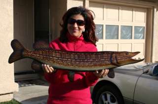 Northern Pike Fish Mount 43 Replica Wood Carving Sculpture Wall 