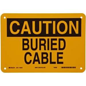   On Yellow Color Electrical Hazard Sign, Legend Caution, Buried Cable