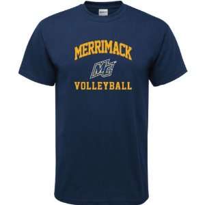  Merrimack Warriors Navy Volleyball Arch T Shirt Sports 