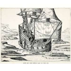   Crew Ice Expedition Sailing   Original Engraving
