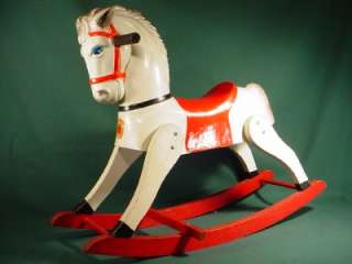 ANTIQUE HOBBY ROCKING HORSE WITH PAPER MACHE HEAD  
