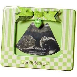  Green unisex Ultrasound picture frame w/bow and charm 