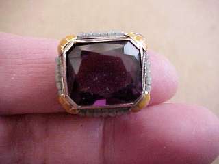Antique Filigree 10k Ring Amethyst Enamel Faux Pearls SZ 6 NR  