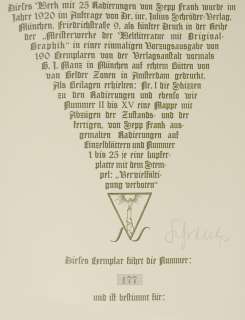 Faust, Goethe, signed by artist Sepp Frank, 25 Etchings, 1921, Ltd. Ed 