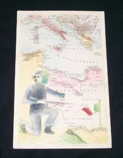 WW II ITALIAN EMBOSSED POSTCARD w/ SOLDIER PHOTO. RARE  