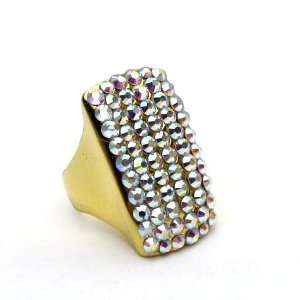 Swarovski Crystallized Crystal Aurore Boreale Gold Electroplated Ring 