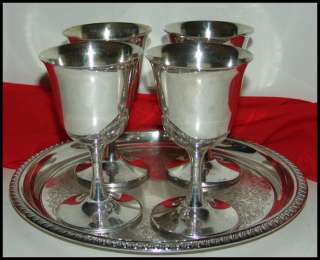 Sheridan Taunton Silver Goblets With Tray  