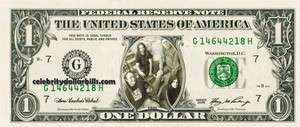   BAND CELEBRITY DOLLAR BILL UNCIRCULATED MINT US CURRENCY CASH  