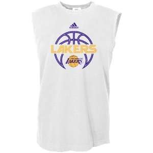  adidas Los Angeles Lakers White Total Game Sleeveless T 