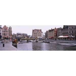 Tourboats Docked at a Harbor, Leie River, Graslei, Ghent, Belgium by 
