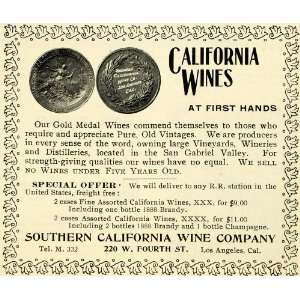  1899 Ad Southern California Fine Wines Brandy Champagne 