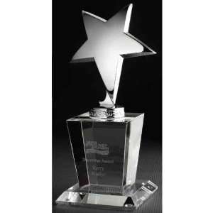 North Star   Silver metal star award set atop a base of optically 