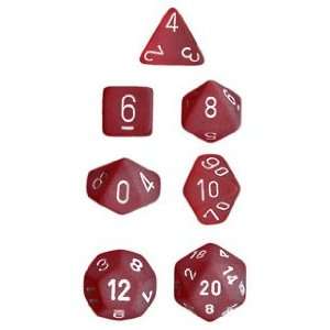  Polyhedral 7 Die Frosted Dice Set   Red with White Toys 