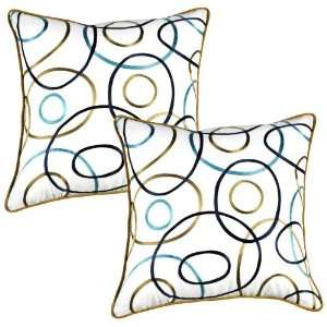  Set of 2 Surya Stunning Circles 18 Square Accent Pillows 