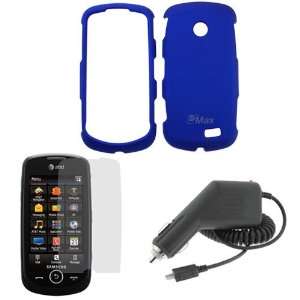  Rapid Car Charger + Blue Rubberized Hard Cover Case + LCD 