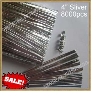  8000pcs 4 Metallic Silver Twist Ties 