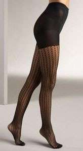 NEW SPANX PATTERNED BODY SHAPING TIGHTS U4 1 BLACK SIZE A  