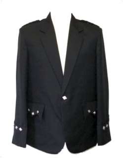 New Black Highland Scottish Argyll Kilt Jacket 36   58  