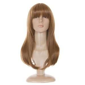 Long Caramel Natural Wave Wig  Trendy soft face framing fringe 70s 
