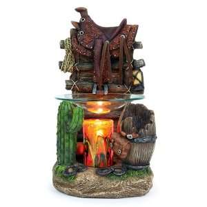    Western Themed Saddle Barrel and Cactus Oil Warmer