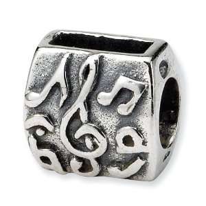  .925 Sterling Silver Treble Clef & Notes Bead Jewelry