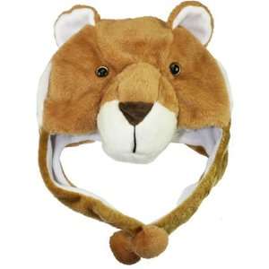  Bear Hat with Long Fur Balls Plushy Animal Cap Toys 