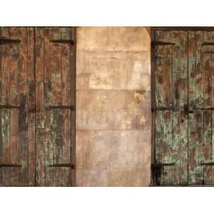  Weathered Brown Doors with Paint Peeling in New Orleans 