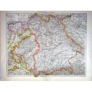 Antique Map C1893 Wurtemberg Bavaria Munich Wurzburg 