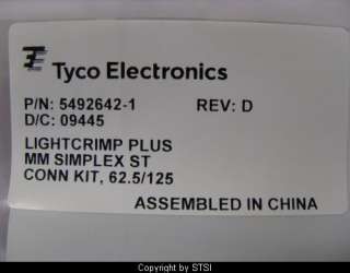 Tyco 5492642 1 Lightcrimp ST MM Fiber Connector ~STSI  