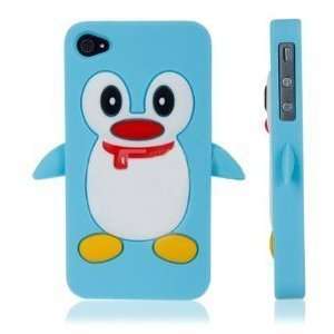   Penguin Design Soft Silicone Case for Apple iPhone 4 / 4S   Blue