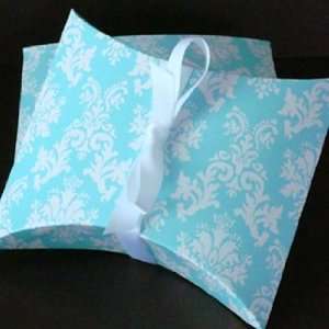  Turquoise Damask Pillow Favor Box