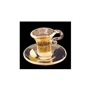  Dollhouse Miniature Glass Cup of Tea with Saucer 