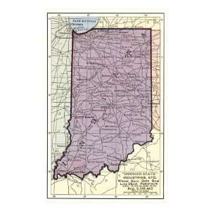  Map of Indiana Giclee Poster Print