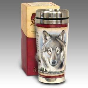  Gray Wolf 16 oz. Steel Travel Mug