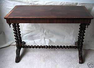 ANTIQUE ROSEWOOD LIBRARY TABLE BARLEY TWIST LEGS c.1840  