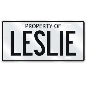    NEW  PROPERTY OF LESLIE  LICENSE PLATE SIGN NAME