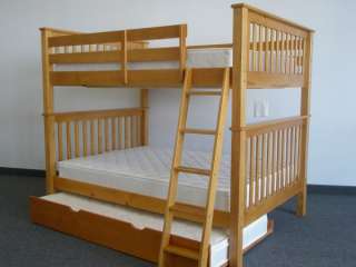 FULL OVER FULL BUNK BEDS + TRUNDLE HONEY bunkbed bed 798304076424 