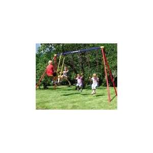  4 Child Metal Swing Set With Glider And 2 Board Swings 