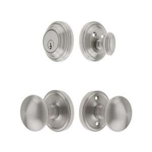   Fifth Avenue Knobs Keyed Alike in Satin Nickel with 2 3/8 Backset