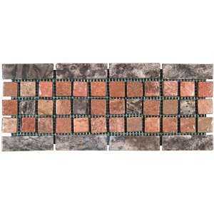  12 x 5 tumbled quartzite border mosaic in copper and 