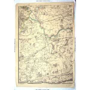 ANTIQUE MAP ENGLAND ENVIRONS LONDON OCKHAM STAINES COLNBROOK WINDSOR