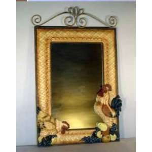    Rooster and Chicken Mirror by Judith Edwards 